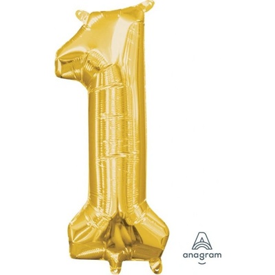 Amscan Balónek narozeniny číslo 1 zlatý 35 cm x 15 cm