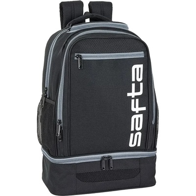 SAFTA Ученическа раница safta multisport, сив цип, с двойно дъно, 18 л, черен