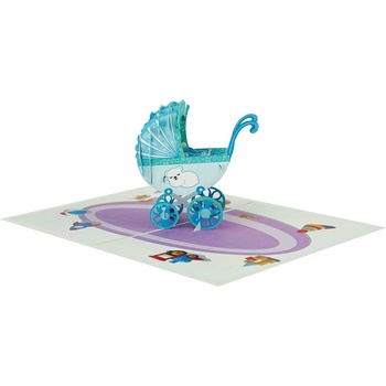 Kiriori 3d Поздравителна картичка "Бебе в количка синя" kiriori pop up