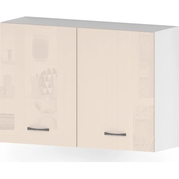 Голд - Аполо Горен кухненски шкаф с 2 врати и рафт Алис g28 100 см крем гланц