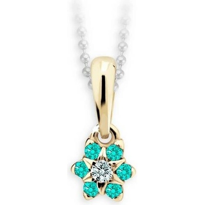 Danfil kytičky C2152 ze žlutého zlata s kamínky Mint Green