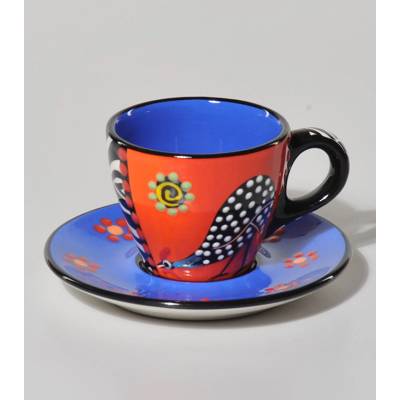 Eza Espresso šálka s perličkou a podšálkou modrý 80 ml