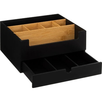 5five Simply Smart Organizér na kosmetiku se zásuvkou, černý, bambusový