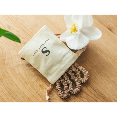 Sada 3 různobarevných hedvábných gumiček do vlasů, WHITE ORCHID sada barevných gumiček: mocca káva