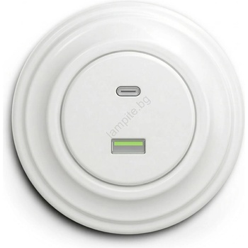 Image 1 of Reblig - Ретро USB розетка A+C със снежнобяла рамка (RG0151K)
