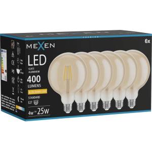 Mexen Vintis 6-кратна LED нажежаема крушка E27, G125, 4W, Топла - 2200K, 400 lm, кехлибар (L158-E27-0422-50x06)