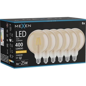 Mexen Vintis 6-кратна LED нажежаема крушка E27, G125, 4W, Топла - 2200K, 400 lm, кехлибар (L158-E27-0422-50x06)