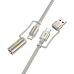 hoco. Заряден кабел HOCO U138 2 в 1 USB/Type-C - Type-C/запалка, 120 см, СВЕТЛОСИВО (U138 GREY)