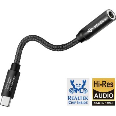 Veles-X Hi-Res DAC audio adapter – Realtek Chip 384 kHz / 32 bit, USB-C na 3.5 mm jack – Sleviste.cz