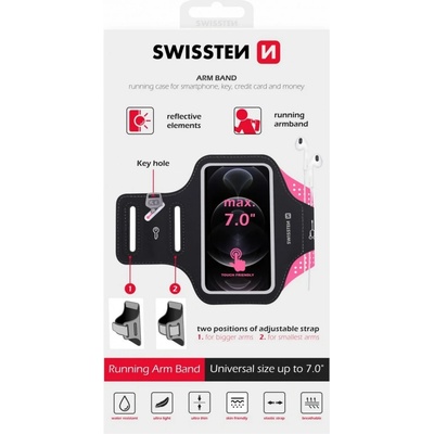 Športové Swissten Armband 7", ružové