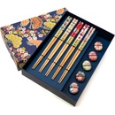 Tokyo Design Studio Čínske paličky set 5 párov s podložkami kvety v krabičke