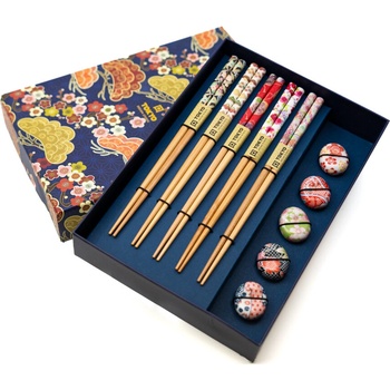 Tokyo Design Studio Čínske paličky set 5 párov s podložkami kvety v krabičke