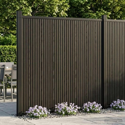 vidaXL Plotový panel 7 ks 1230 x 186,5 cm WPC a hliník Černá