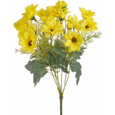 Umělá kytice chryzantém 42cm - žlutá