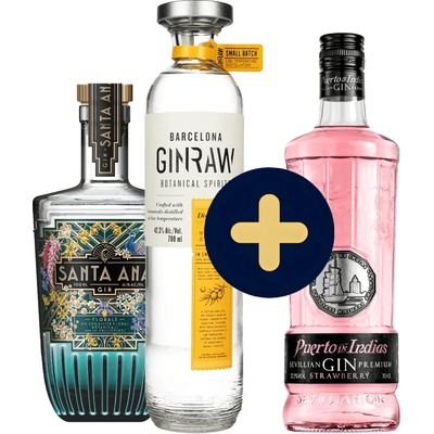 Santa Ana Gin + GinRaw Gastronomic + Puerto de Indias Strawberry (set 1 x 0.7 l, 1 x 0.7 l, 1 x 0.7 l)