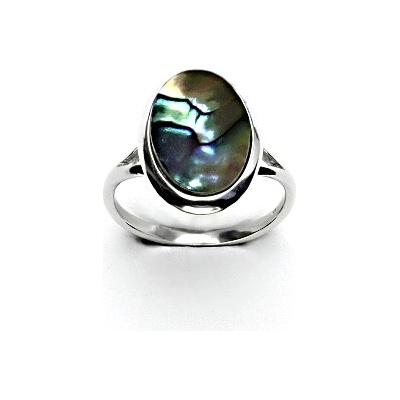 Čištín Zlatý prsten bílé i žluté zlato přírodní perleť Paua mušle T 1454