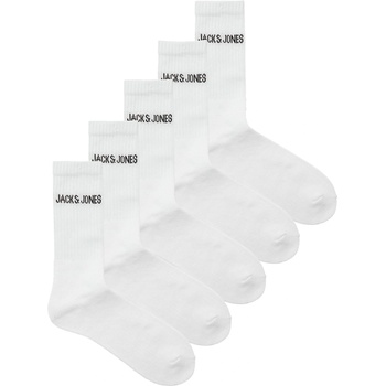 Jack and Jones Мъжки чорапи Jack and Jones Regen Mens 5-Pack Crew Socks - White