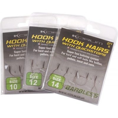 Korum Hook Hairs With Quickstops Barbless s očkom veľ.10 5 ks