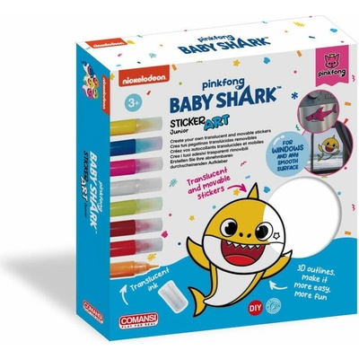 Okenní samolepky a omalovánky Baby Shark s barvami v krabici 25x26 5x5cm