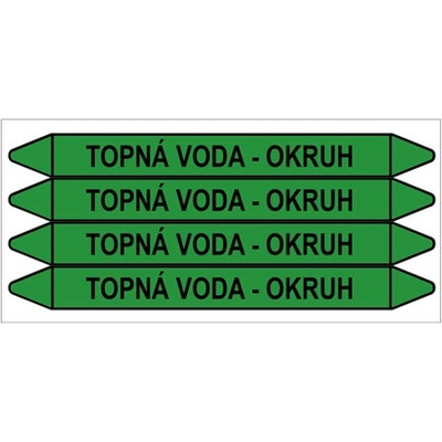 Značení potrubí, topná voda - okruh,4 ks, 250 × 26 mm PZ 008934