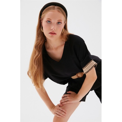 Base Дамска ленена блуза - Черна #358296 (358296_Черно)