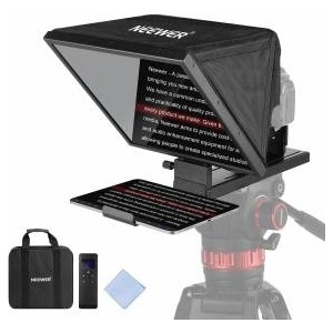 NEEWER Basics X16B Aluminum Alloy, Liftable Teleprompter 16 for iPad Tablet, DSLR Camera, Remote Control and App Control, Compatible with iOS and Android, Pro for Online and Live Streaming