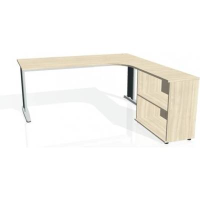 Hobis Pracovný stôl Flex, ergo, ľavý, 180x75,5x200,0 (80x40) cm, agát/kov
