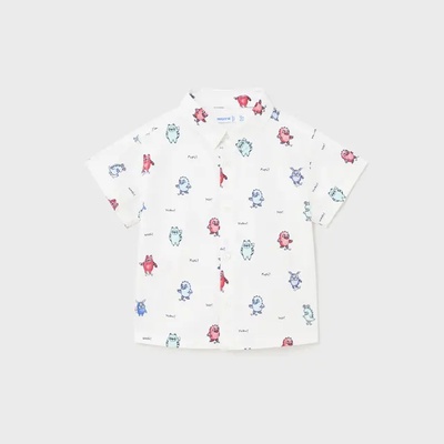 MAYORAL Риза къс ръкав принт бяло-диня за бебе момче Mayoral с цветни апликации