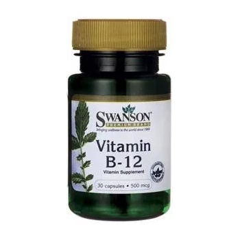 Swanson Витамин B12 - Vitamin B-12 500mcg. / 30 Caps, 4334