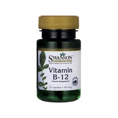 Swanson Витамин B12 - Vitamin B-12 500mcg. / 30 Caps, 4334