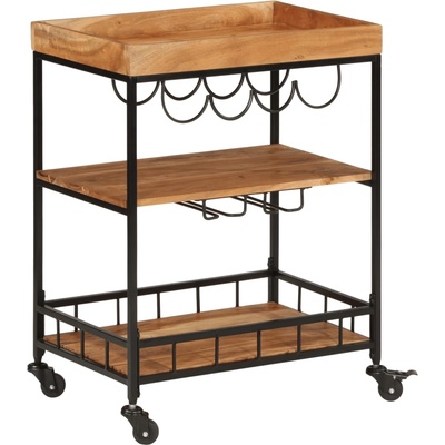 vidaXL Бар количка 60x40x80 см масивно дърво акация и желязо (372753)