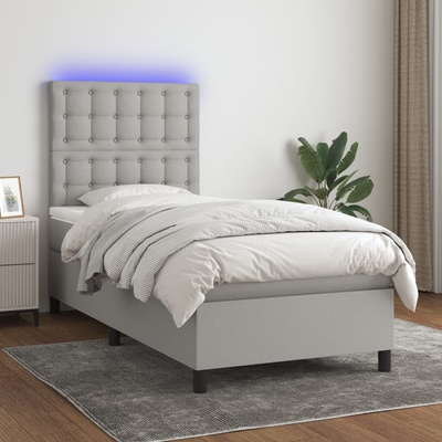 vidaXL 11461.3135149 Boxspring postel s matrací a LED světle šedá textil