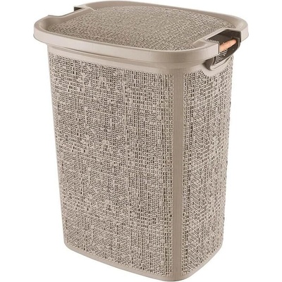 Кош за мръсно пране Tuffex Woow Pattern с дървени дръжки 60 LT - беж (103431/3)