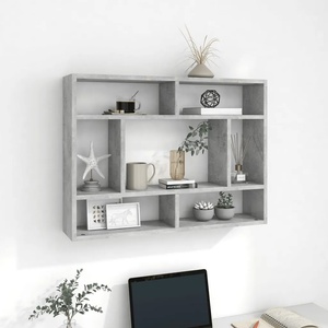 vidaXL Стенен рафт, бетонно сив, 75x16x55 см, инженерно дърво (803006)