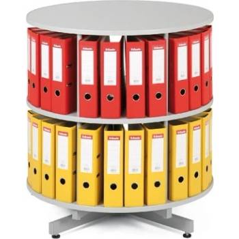 KVPR Archivační otočná skříň dvoupatrová, karusel, barva šedá