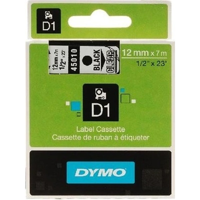 páska DYMO 45010 D1 Black On Transparent Tape (12mm) (S0720500)