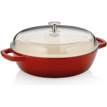 Kela Чугунена тенджера със стъклен капак KELA Calido Ø28 см, червена (1504)