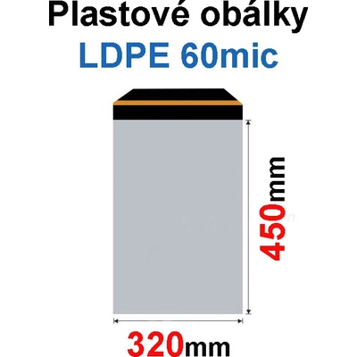 Obálka zasílací plastová 320x450+40mm, 60mic, (50ks) samolepící PPZ56