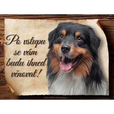 Sport hobby Cedulka Australský ovčák III Po vstupu ... CP1558 20 x 15 cm