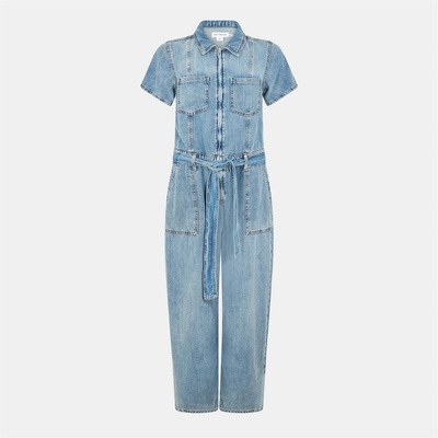 Good american Women's Linen Lightweight Jumpsuit - indigo786