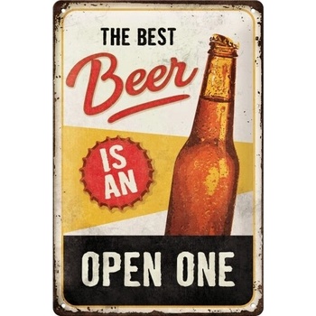 Plechová ceduľa The Best Beer is and Open One, 20 x 30 cm
