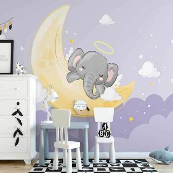 Image 1 of Art gift Фототапет за детска стая - Слонче на луната