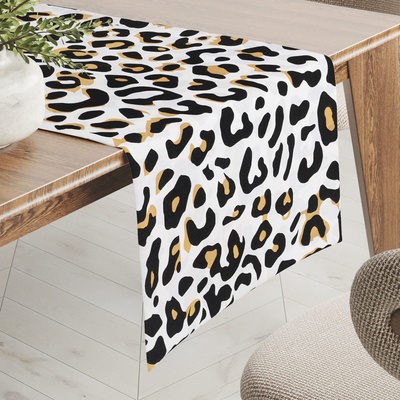 Biante bavlna behúň Sandra SA-409 Leopardí vzor na bielom 35x120cm