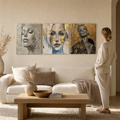 Set 3 obrazov Mystická žena — Bohyňa, Pohľad, Sebadôvera - 3× 70×70 cm
