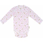 Bio Baby Боди с дълъг ръкав Bio Baby - Органичен памук, 80 cm, 12 месеца, бяло-розово (97220133) - ozone