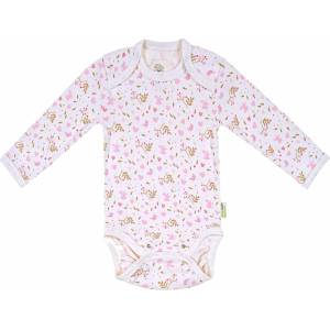 Bio Baby Боди с дълъг ръкав Bio Baby - Органичен памук, 80 cm, 12 месеца, бяло-розово (97220133) - ozone
