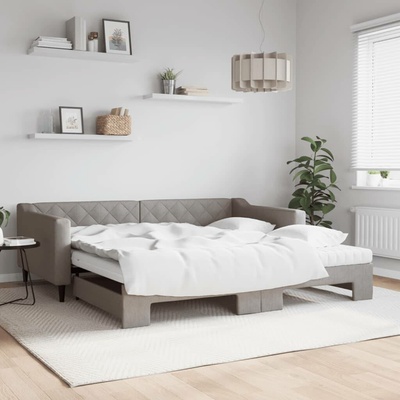 vidaXL Válenda s přistýlkou a matracemi taupe textil
