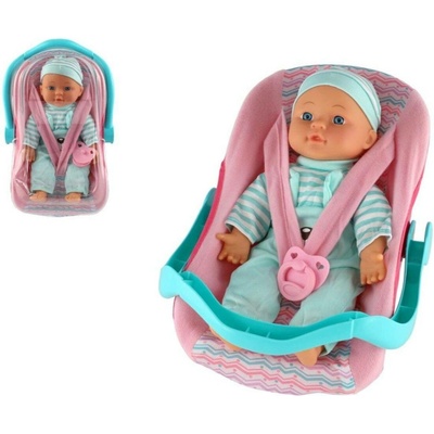 Teddies miminko 30 cm plast v nosítku autosedačce s lahvičkou v blistru