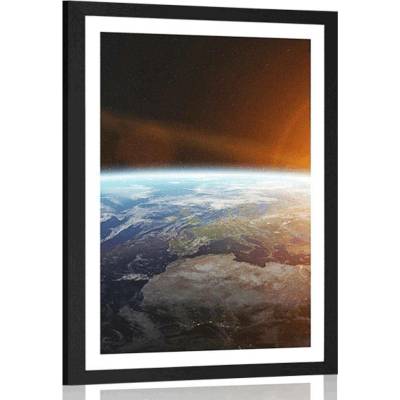 Plakát s paspartou pohled na planetu z vesmíru - 20x30 silver