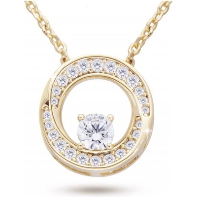 Biju Pozlacený řetízek 14k zlatem s přívěskem, čirý zirkon v kruhu 3001741